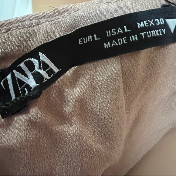 Zara Linen Blend Open Back Halter Tan Sleeveless Dress Size L  New - Picture 9 of 13